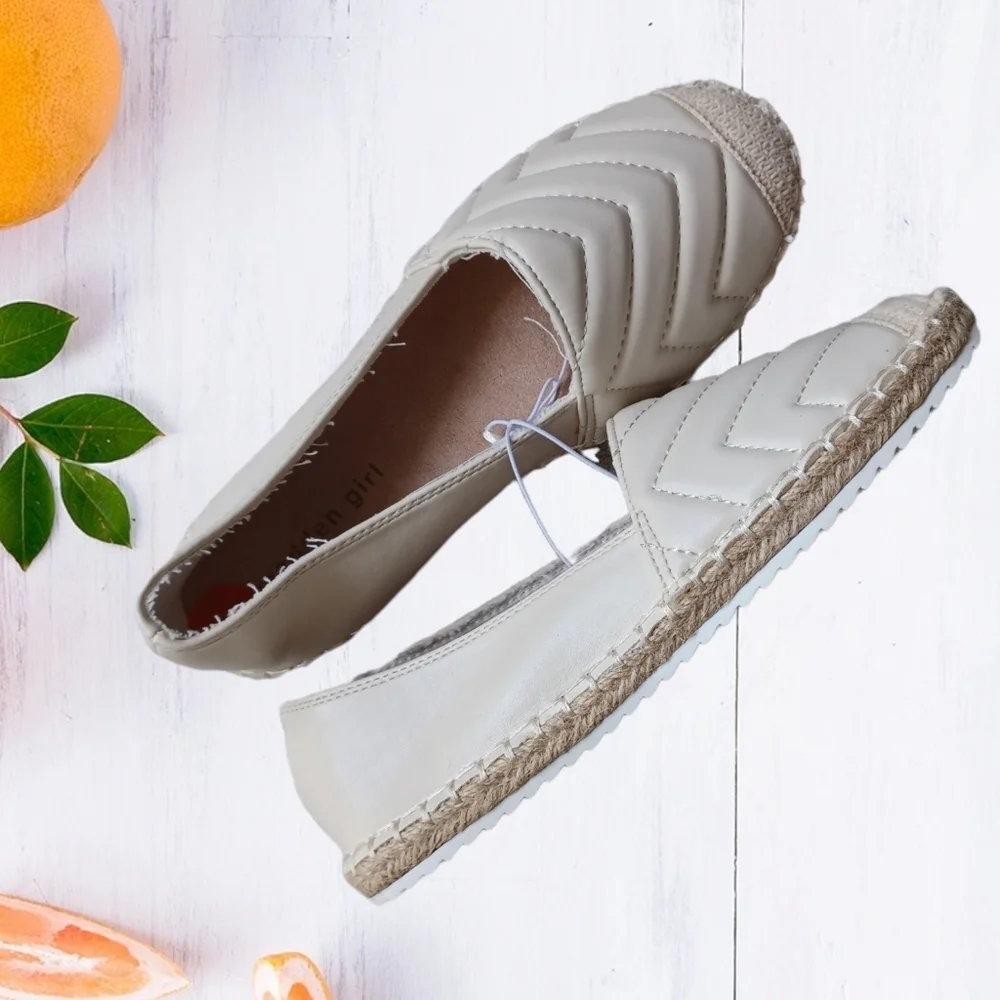 🌞Nwt Madden Girl Cream Cushion Flat Espadrilles Shoes Sz 7